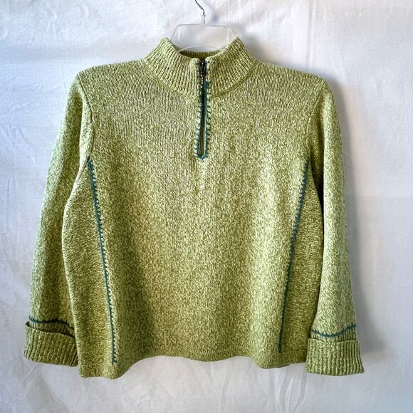 Women's Woolrich Aloe Heather Green Sweater, 1/4 Zip, Size Large, #9624, EUC! - Picture 6 of 15